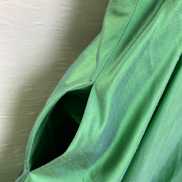 Custom Made Silk Occasion Dress, Green Silk Fully Lined w/ Crinoline @ Hemline M - Picture 5 of 16